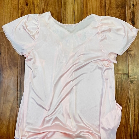 Vanity Fair Vintage Women’s Silk Nightgown Pink Embroidered Lace Trim Size Large - Picture 10 of 14